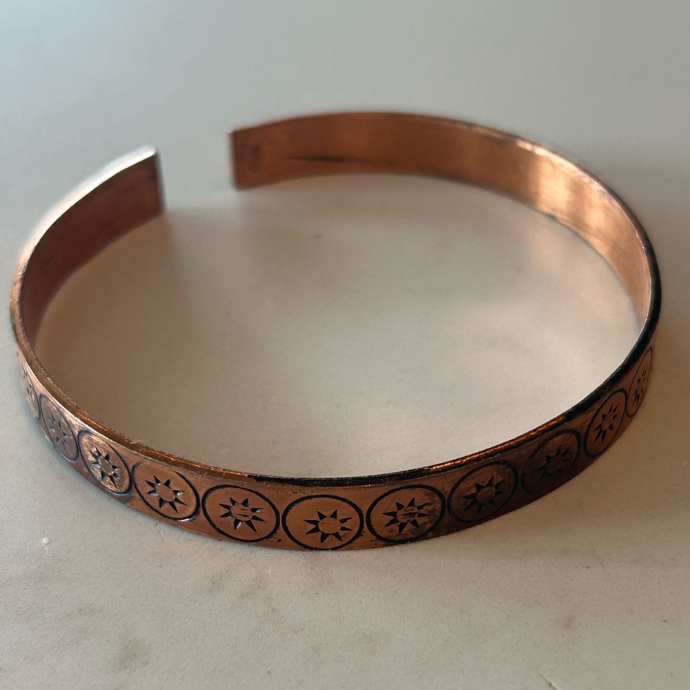 Vintage Copper Star Pattern Cuff Bracelet found in Old Spitalfields Market UK